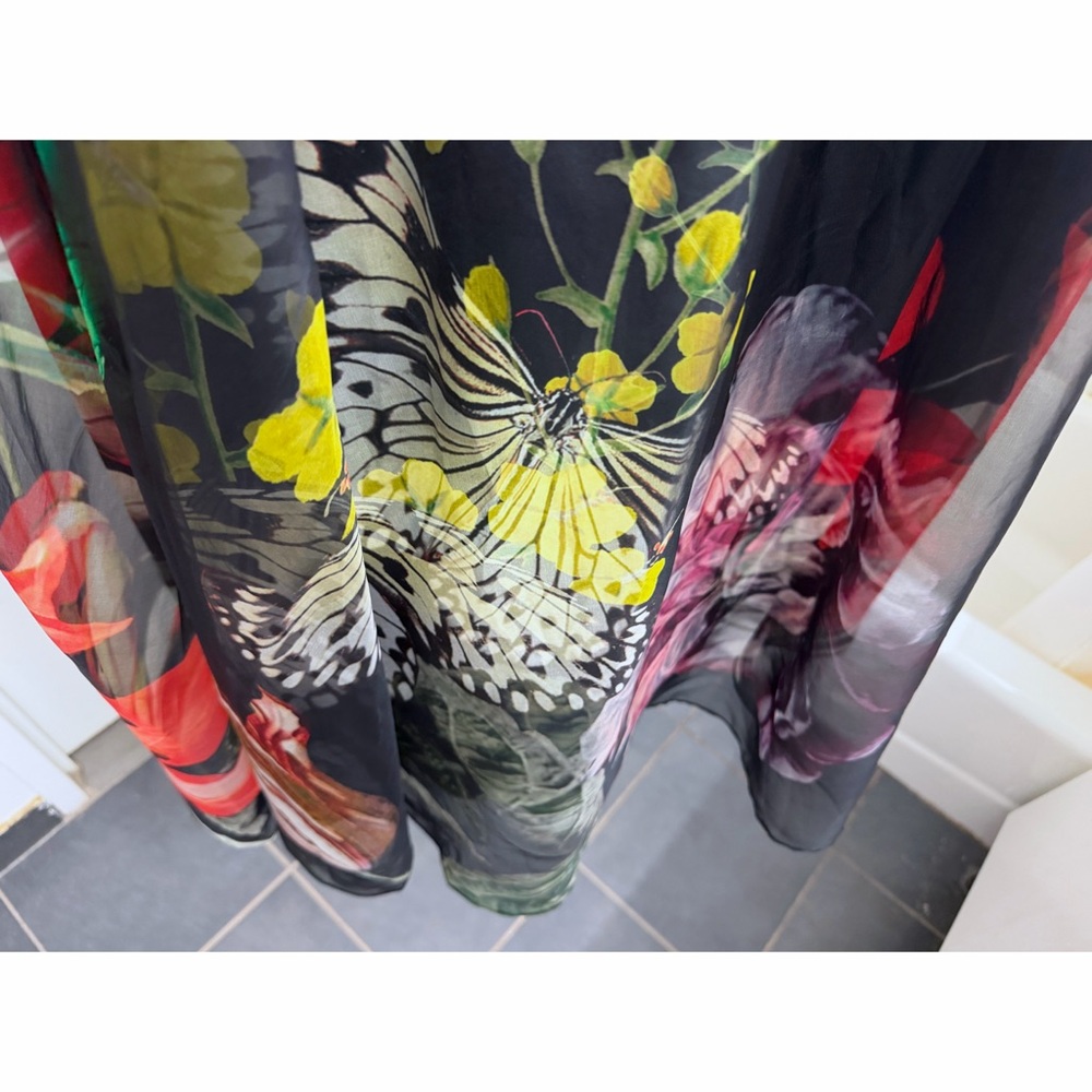 Alice + Olivia Nilda Maxi Skirt Black Essential Floral Silk Chiffon Full 0 - Picture 8 of 16